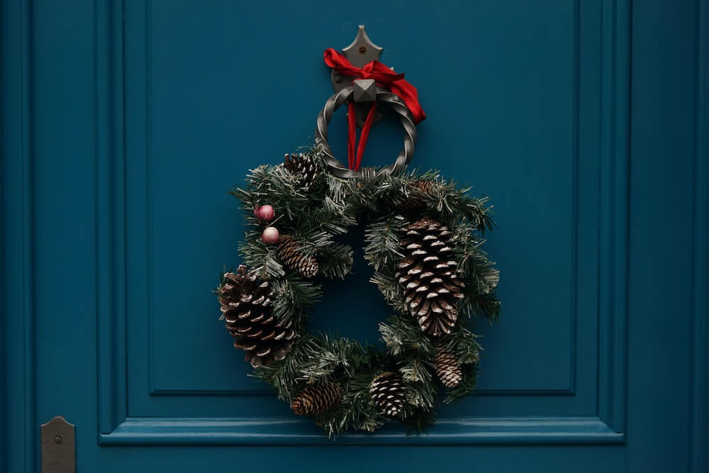 wreath hanging on door